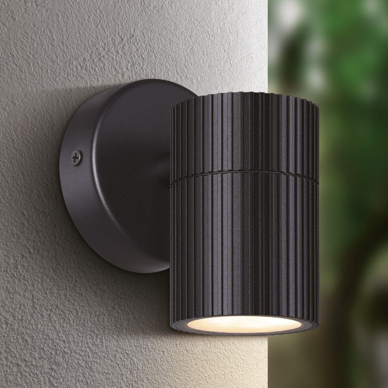 Schwarze moderne Außenleuchte Kunststoff, Touria, IP44