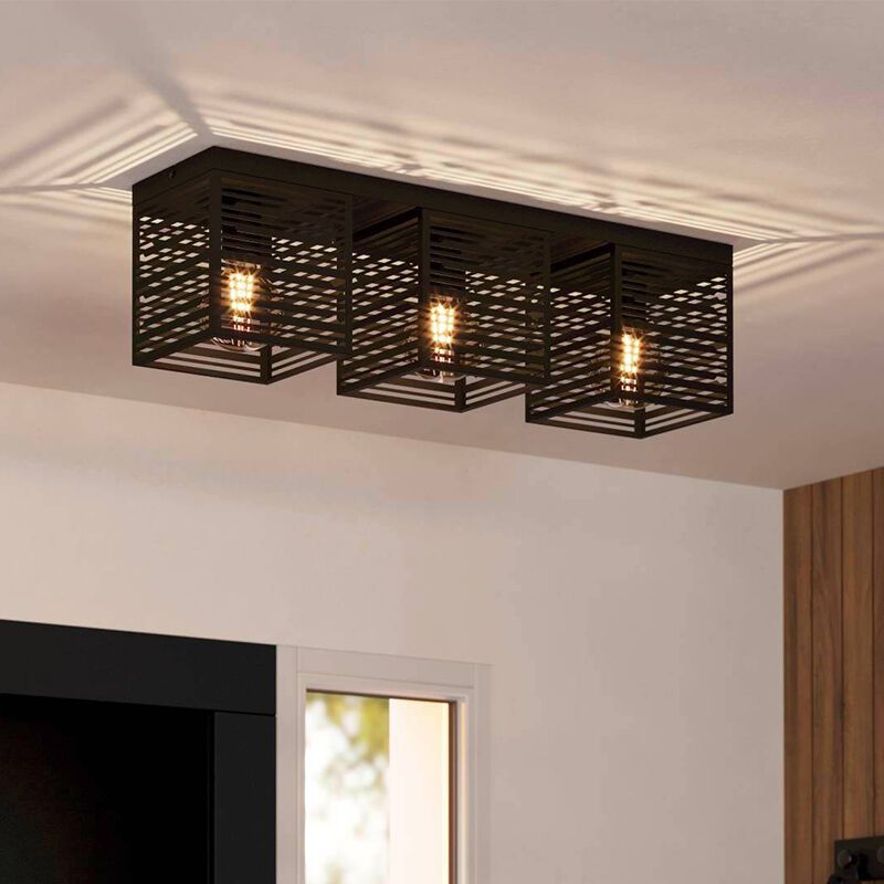 Schwarze industrielle Deckenleuchte Aluminium, Lennaert