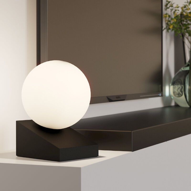 Schwarze Tischleuchte Glas, Wesly, mit Schalter