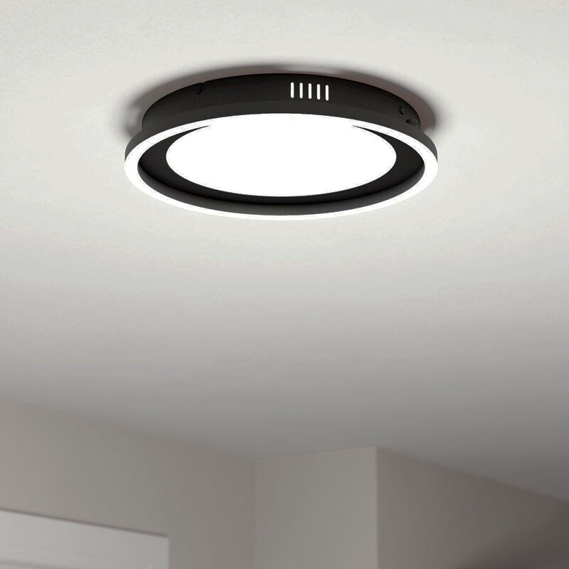 Schwarze moderne Deckenleuchte Aluminium, Thijn, 11,5W, warm- bis kaltweiß einstellbare LED, 3-stufig dimmbar