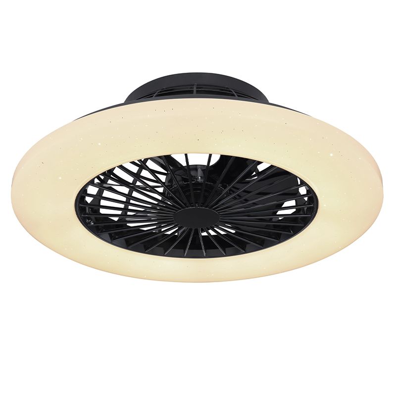Schwarze moderne Deckenventilator Kunststoff, Joni, 40W, warm- bis kaltweiß einstellbare LED, mit Fernbedienung