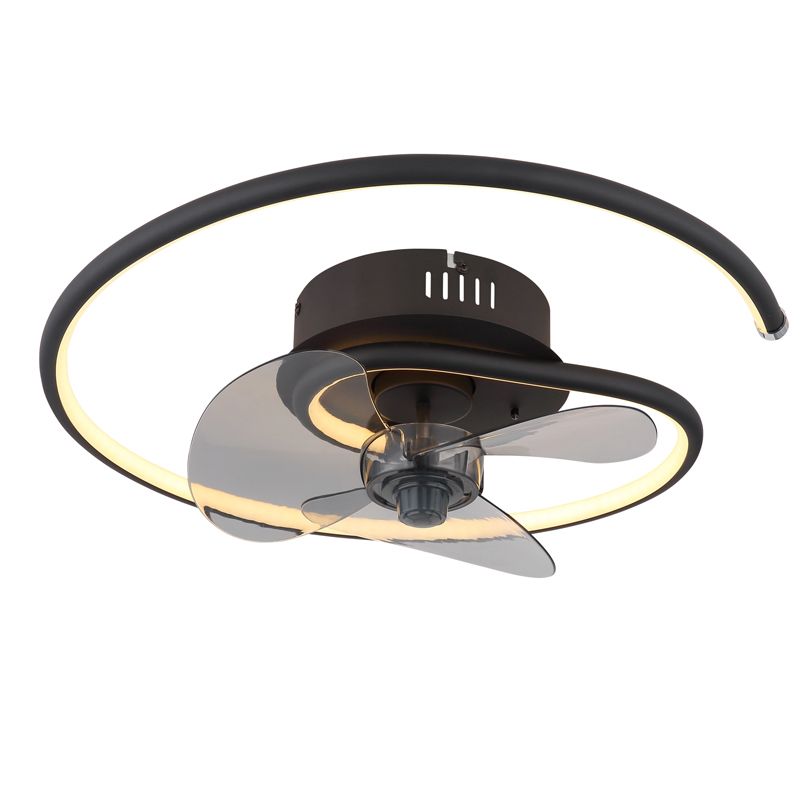 Schwarze design Deckenventilator Metall, Lein, 30W, warm- bis kaltweiß einstellbare LED, mit Fernbedienung