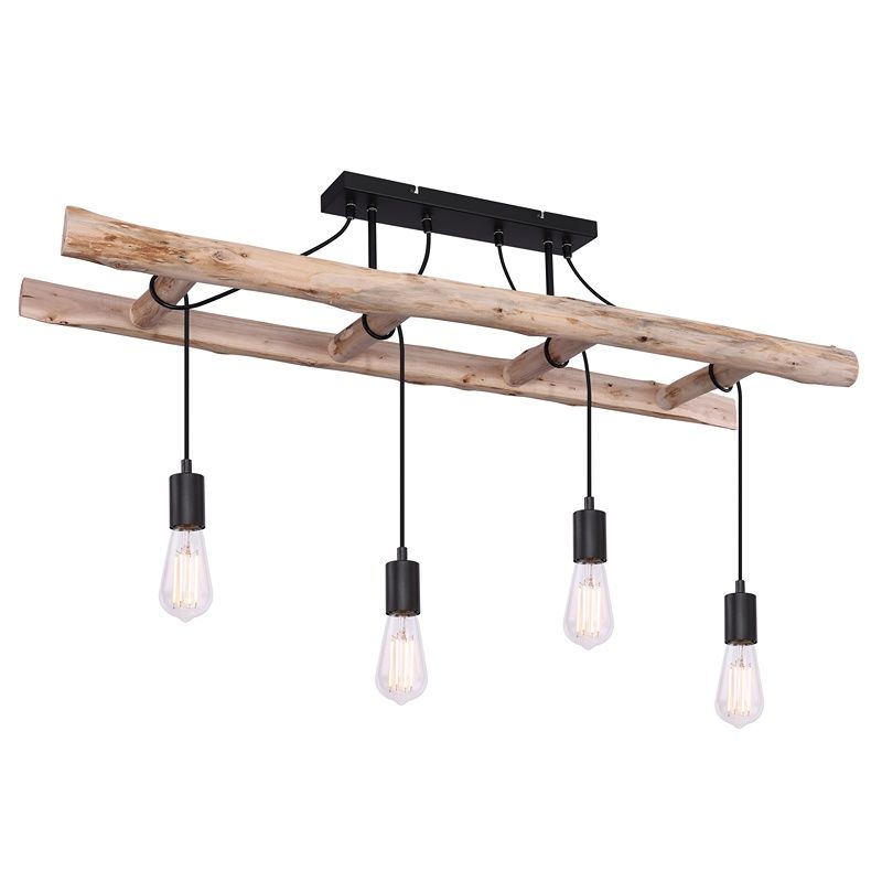 Schwarze industrielle Deckenleuchte Holz, Ihsan Schwarze industrielle Deckenleuchte Holz, Ihsan