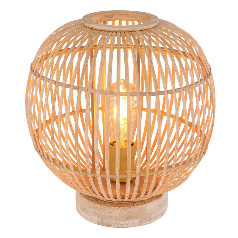 Holz Tischleuchte Braun, Terry, mit Schalter