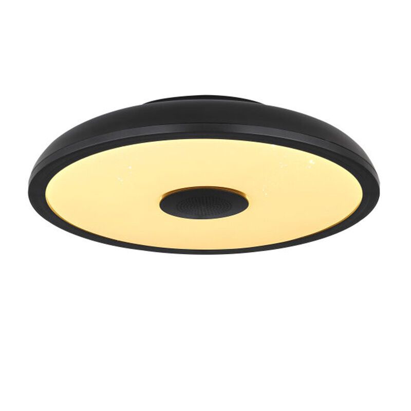 Schwarze moderne Deckenlampe Kunststoff, Musica, 18W, in Lichtfarbe einstellbare LED, IP44, mit Fernbedienung