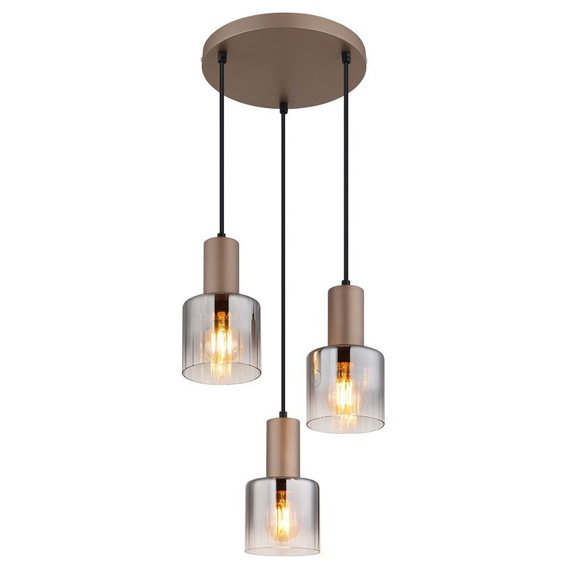 Braune Pendelleuchte Rauchglas, Warren