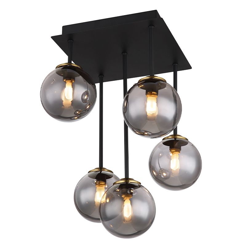 Schwarze Deckenleuchte Rauchglas, Ouahiba