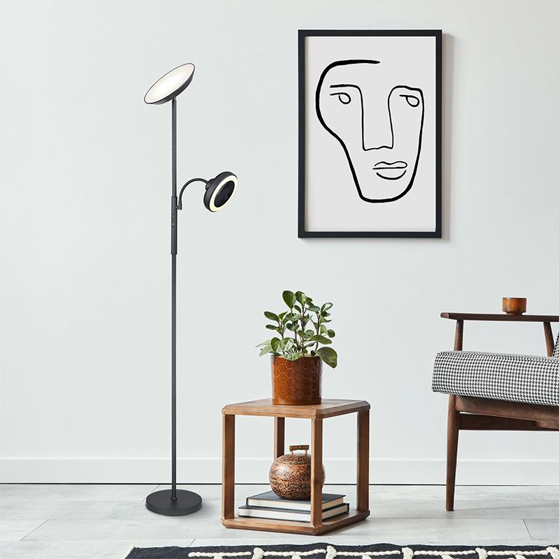 Schwarze Stehlampe mit Ventilator, Raimond, 20W, warm- bis kaltweiß einstellbare LED, mit Touch-Dimmer Schwarze Stehlampe mit Ventilator, Raimond, 20W, warm- bis kaltweiß einstellbare LED, mit Touch-Dimmer