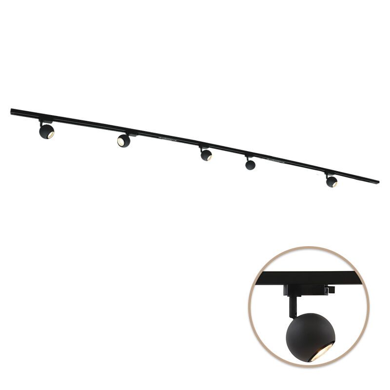 3M schwarzes 1 phase Schienenbeleuchtung System + 5 Alco Strahler