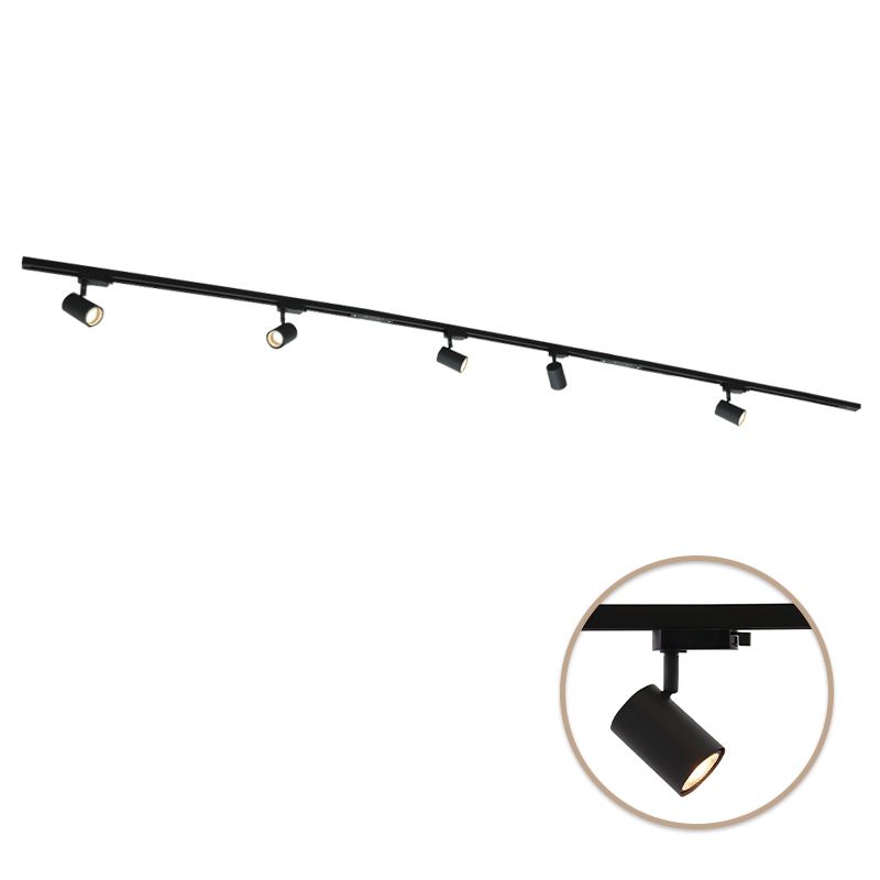 3M schwarzes 1 phase Schienenbeleuchtung System + 5 Elena Strahler