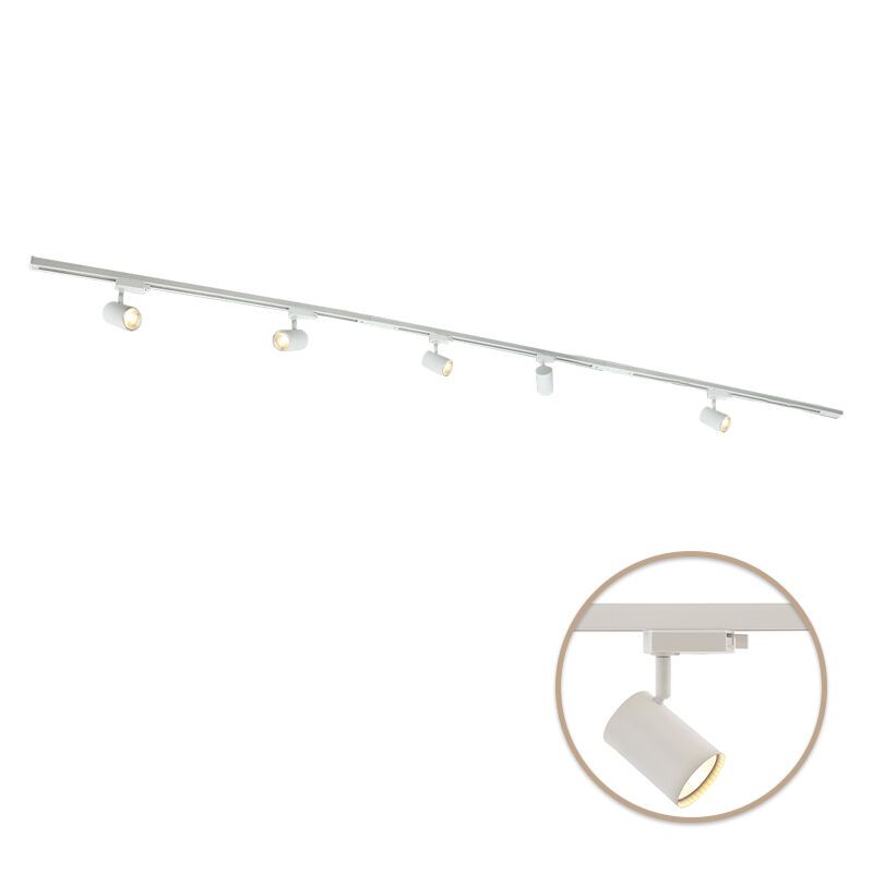 3M weißes 1 phase Schienenbeleuchtung System + 5 Elena Strahler 3M weißes 1 phase Schienenbeleuchtung System + 5 Elena Strahler