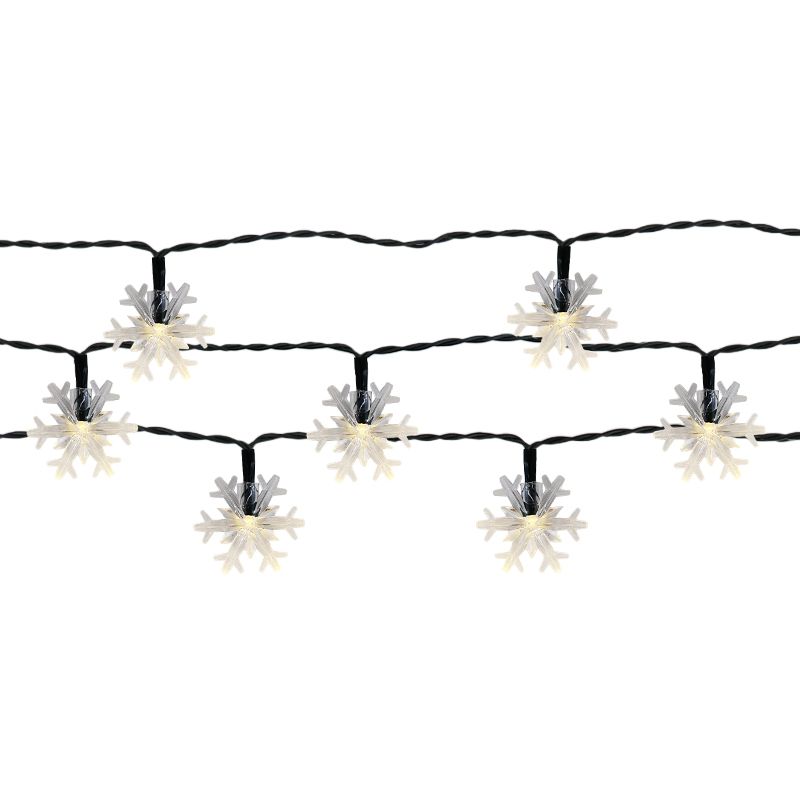 Schneeflocken-Solarschnur-Gartenbeleuchtung 50 LED warmweiß