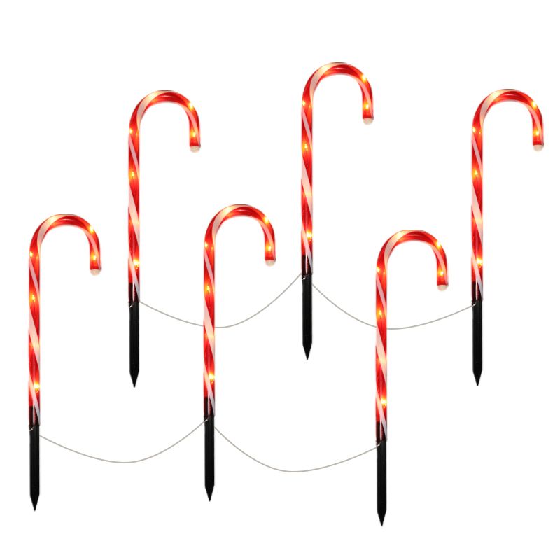 6 Zuckerstangen-Gartenstecker, 8 Positionen, IP44