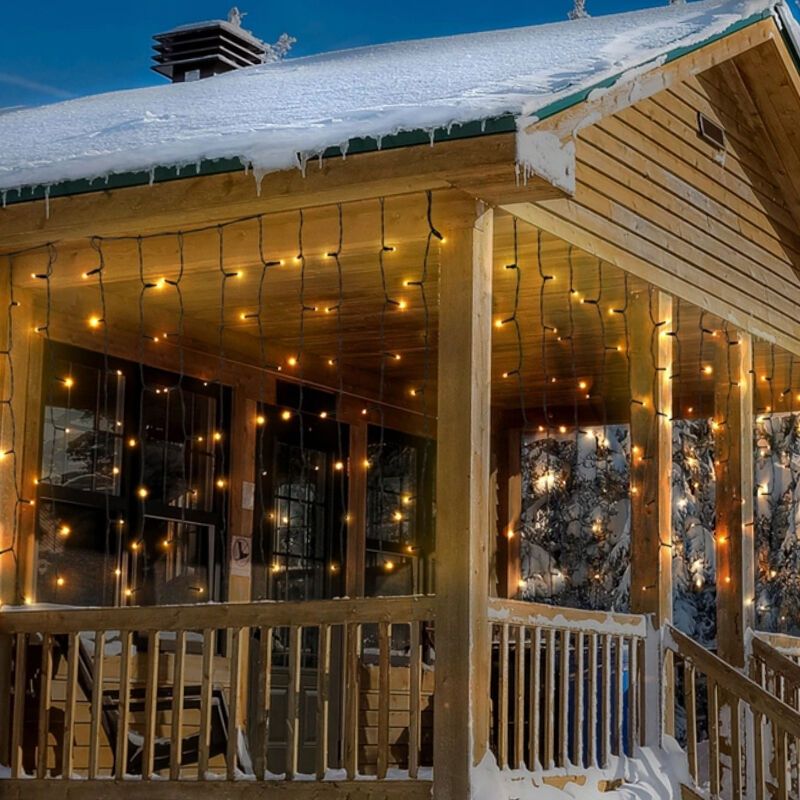 2 Meter Eiszapfenbeleuchtung, 70 cm hoch, Warmweiß, IP44, mit Schneefalleffekt 2 Meter Eiszapfenbeleuchtung, 70 cm hoch, Warmweiß, IP44, mit Schneefalleffekt