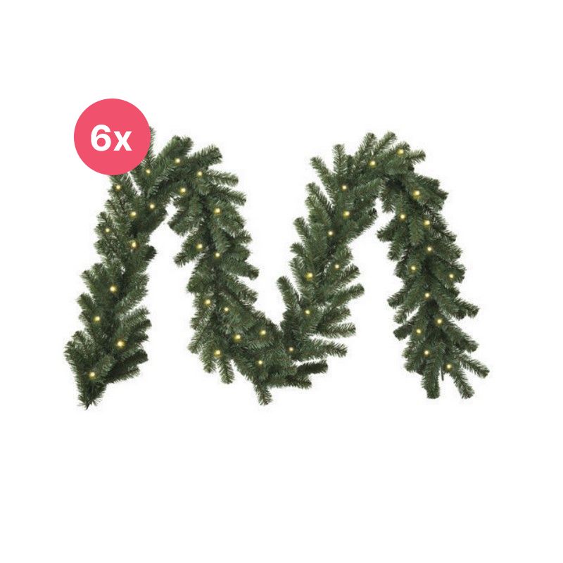 6x 270 cm Girlande, 30 cm dick, 50 LEDs, koppelbar