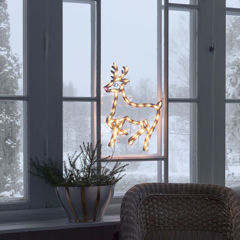 LED Window Silhouette Rentier, beidseitig beleuchtet mit 50 LEDs LED Window Silhouette Rentier, beidseitig beleuchtet mit 50 LEDs
