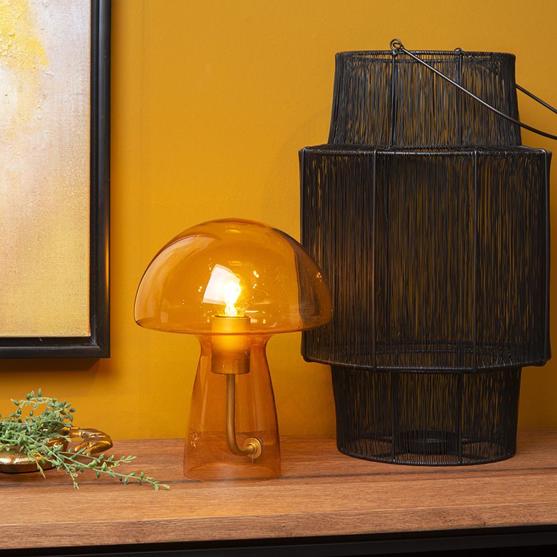 Orangene Tischleuchte Modern, Fungo, mit Schalter