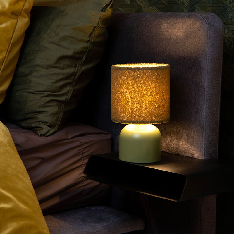 Grüne Tischleuchte Vintage, Woolly, mit Schalter