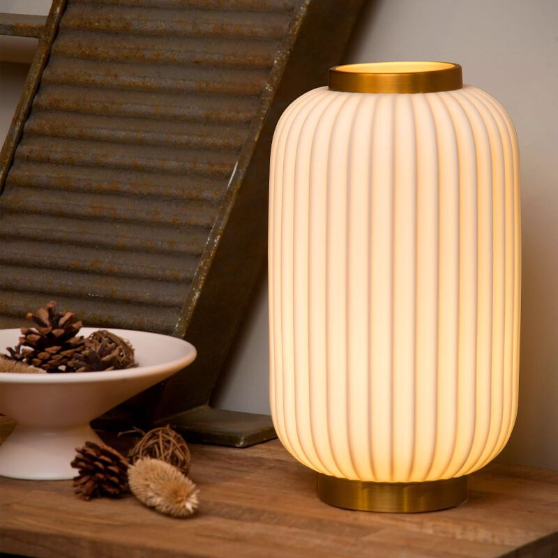 Weiße Tischleuchte Retro, Gosse, mit Schalter