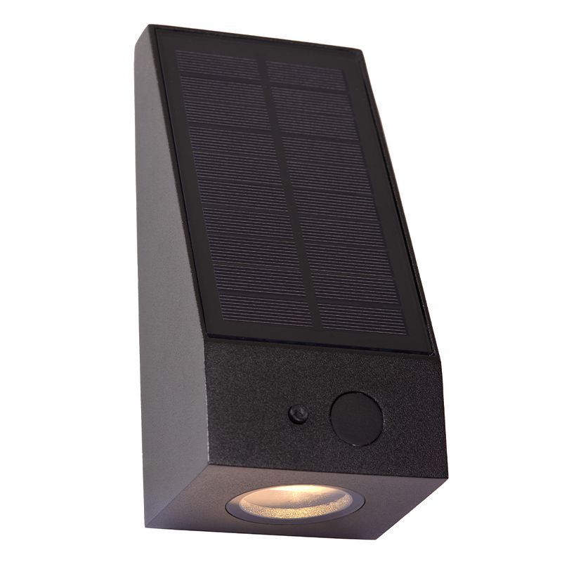 Schwarze Solar Außen Wandleuchte Modern, Irwin, 2W, 2700K LED, IP54