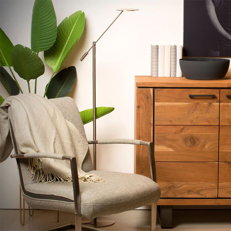 Chrom Leselampe Stehlampe Modern, Anselmo, 9W, 3000K LED Chrom Leselampe Stehlampe Modern, Anselmo, 9W, 3000K LED