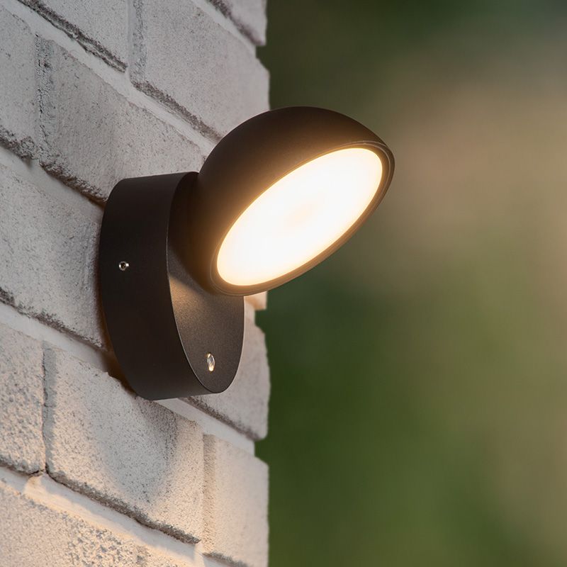 Schwarze Außen Wandleuchte mit Dämmerungsmelder Modern, Finn, 12W, 3000K LED, IP54 Schwarze Außen Wandleuchte mit Dämmerungsmelder Modern, Finn, 12W, 3000K LED, IP54