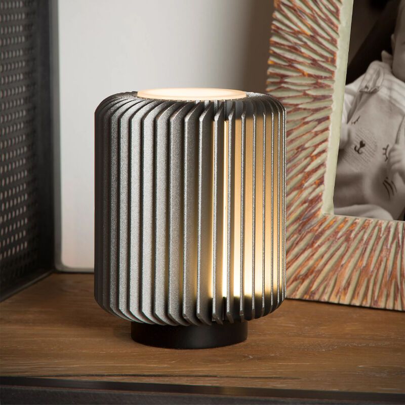 Graue Tischleuchte Modern, Turbin, 5W, 3000K LED, mit Schalter