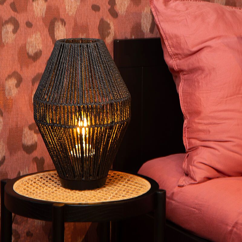 Schwarze Tischleuchte Landhaus, Cordulle, mit Schalter Schwarze Tischleuchte Landhaus, Cordulle, mit Schalter