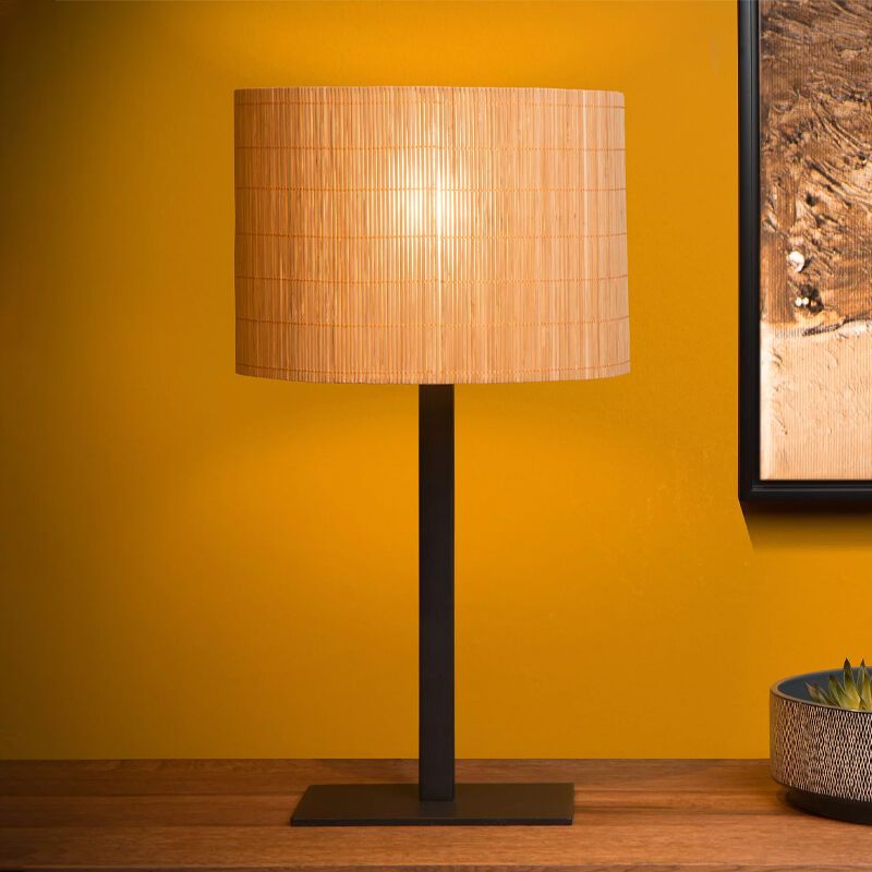 Rattan Tischleuchte Braun, Magius, mit Schalter Rattan Tischleuchte Braun, Magius, mit Schalter