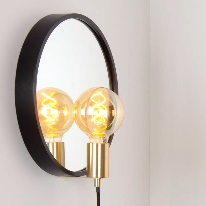 Schwarze Spiegelbeleuchtung Landhaus, Reflex, mit Schalter