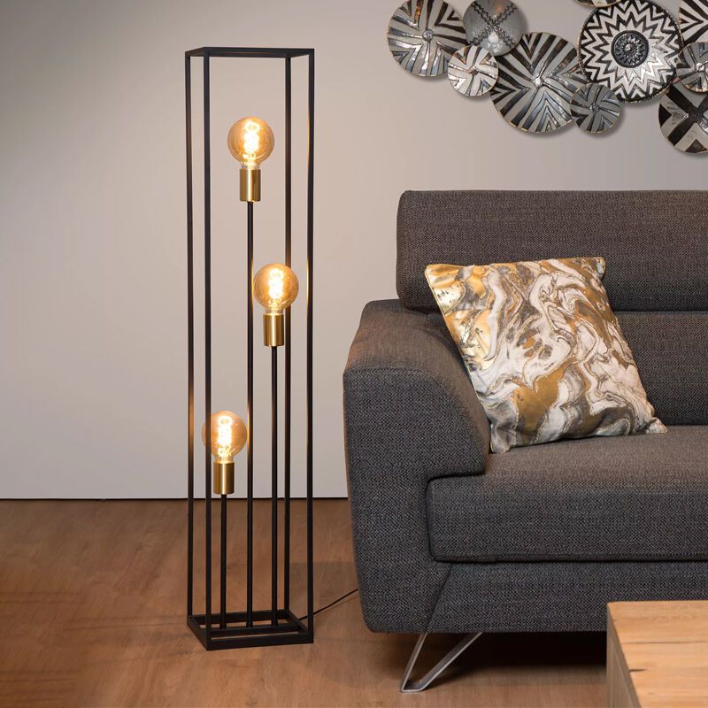 Goldene Stehlampe Modern, Ruben, mit Schalter