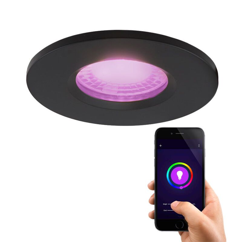 Moderne Smart Einbaustrahler Schwarz, Jule, IP65, 4,5W, RGBW Moderne Smart Einbaustrahler Schwarz, Jule, IP65, 4,5W, RGBW