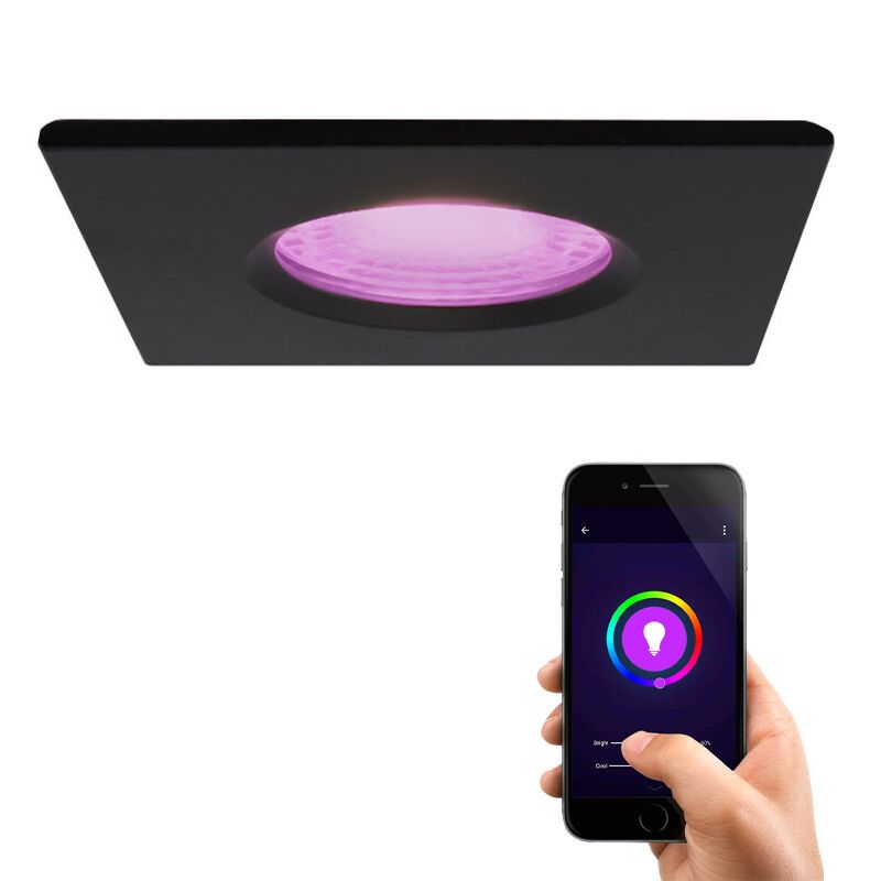 Moderne Smart Einbaustrahler Schwarz, Jule, IP65, 4,5W, RGBW