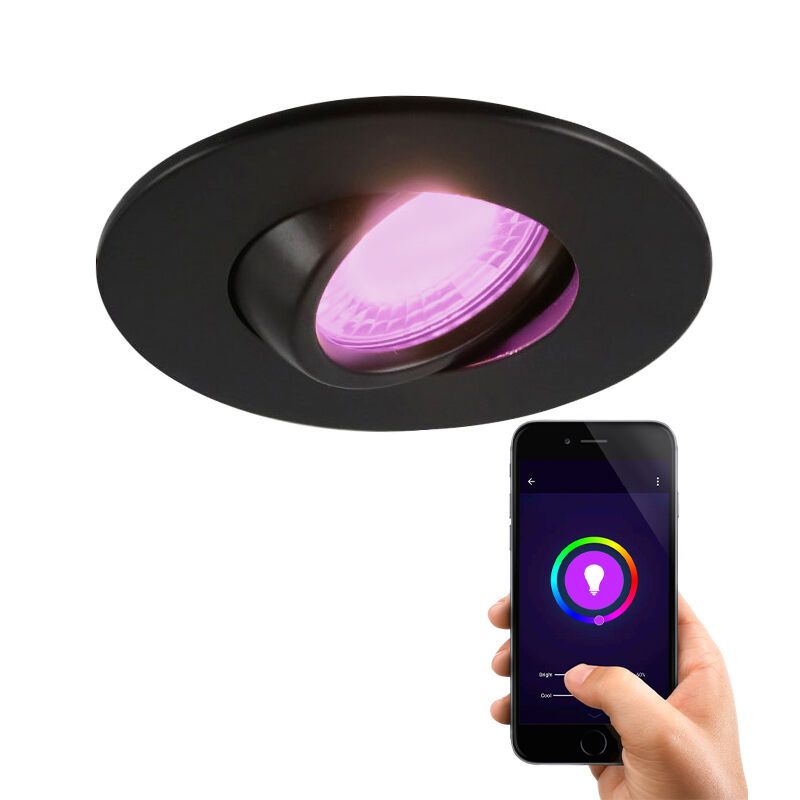 Aluminium Smart Einbaustrahler Schwarz, Jill, IP44 Aluminium Smart Einbaustrahler Schwarz, Jill, IP44