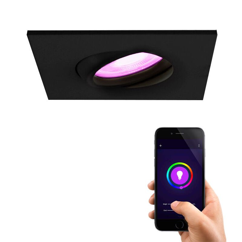 Moderne Smart Einbaustrahler Schwarz, Jill, IP44, 4,5W, RGBW Moderne Smart Einbaustrahler Schwarz, Jill, IP44, 4,5W, RGBW