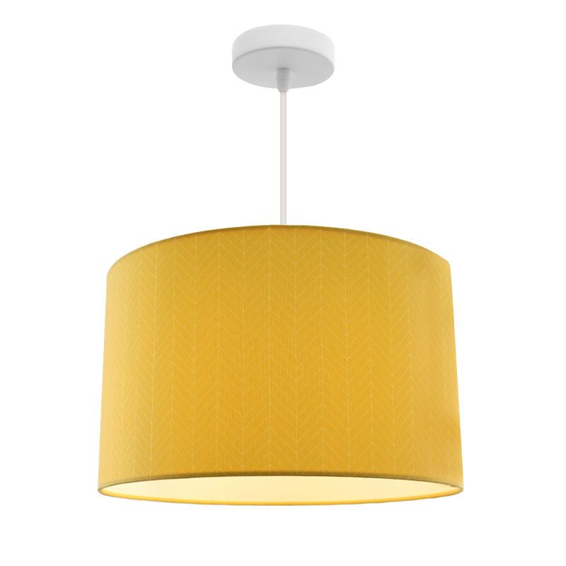 Ockergelbe Pendelleuchte mit Linienmotiv Ockergelbe Pendelleuchte mit Linienmotiv