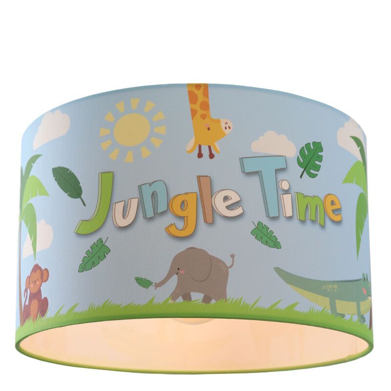 Stoff Kinderzimmer Deckenleuchte Blau, Jungle Time Stoff Kinderzimmer Deckenleuchte Blau, Jungle Time