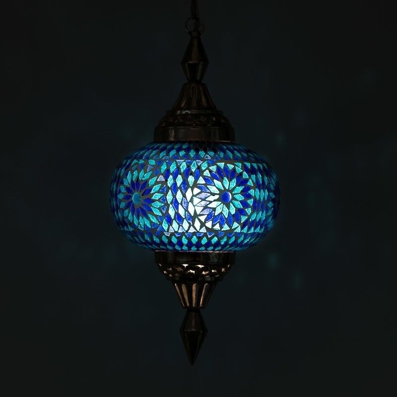 Blaue Mosaik Pendelleuchte Orientalisch, Aicha