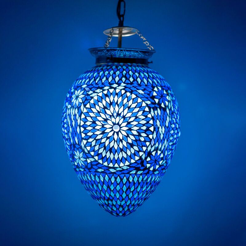 Blaue Mosaik Pendelleuchte Orientalisch, Isa