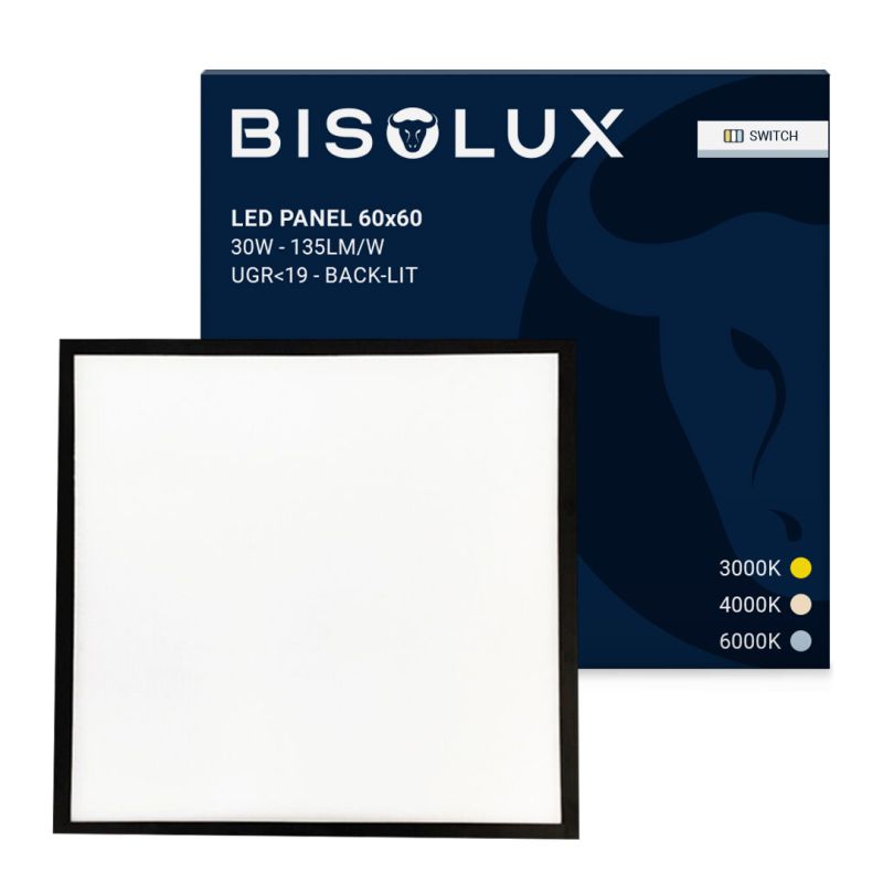 Schwarzes LED Panel 60x60 - 100 lm/W - UGR<19 - Einstellbares Weiß - Back-lit Schwarzes LED Panel 60x60 - 100 lm/W - UGR<19 - Einstellbares Weiß - Back-lit