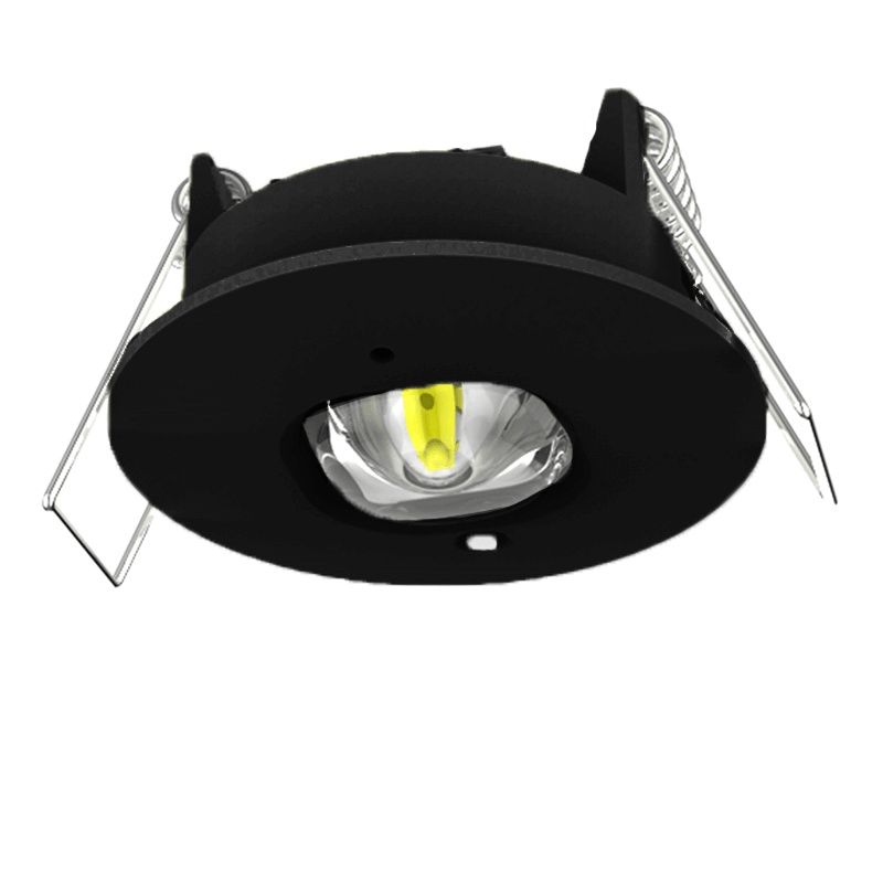 Schwarzer Notlicht-Einbaustrahler, 1W, 6000K LED, IP22 Schwarzer Notlicht-Einbaustrahler, 1W, 6000K LED, IP22