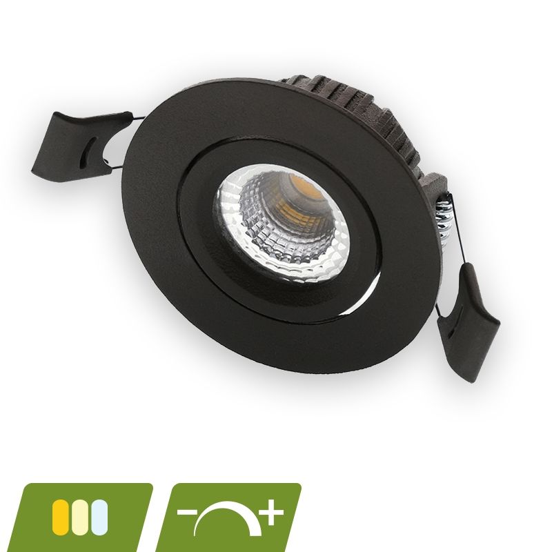 Schwarze Mini Einbaustrahler Aluminium, Phyllis, 5W, White Switch LED, IP65 Schwarze Mini Einbaustrahler Aluminium, Phyllis, 5W, White Switch LED, IP65