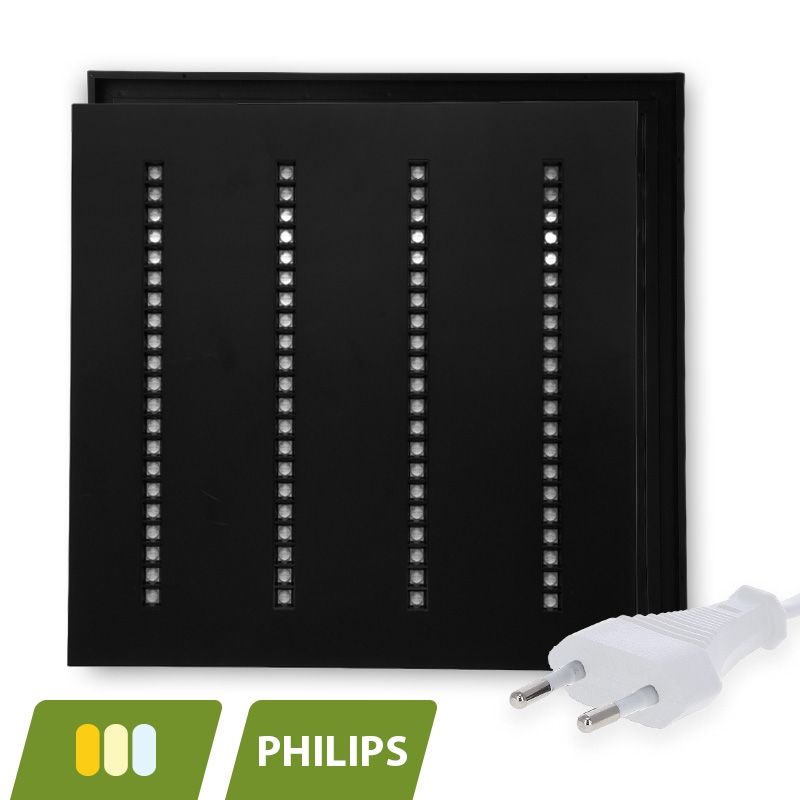 Schwarzes LED-Lamellenpanel 60x60 - 30W - weißer Schalter - UGR <16 Schwarzes LED-Lamellenpanel 60x60 - 30W - weißer Schalter - UGR <16