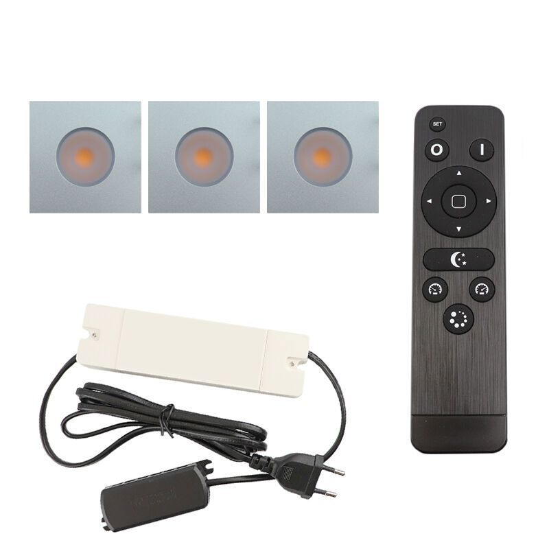 3 eckige chrom Einbaustrahler Terrassenüberdachung Dico, IP65, inkl. Anschlussset und Fernbedienung 3 eckige chrom Einbaustrahler Terrassenüberdachung Dico, IP65, inkl. Anschlussset und Fernbedienung