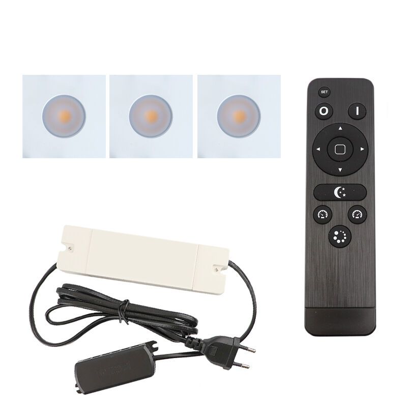 3 eckige weiße Einbaustrahler Terrassenüberdachung Dico, IP65, inkl. Anschlussset und Fernbedienung