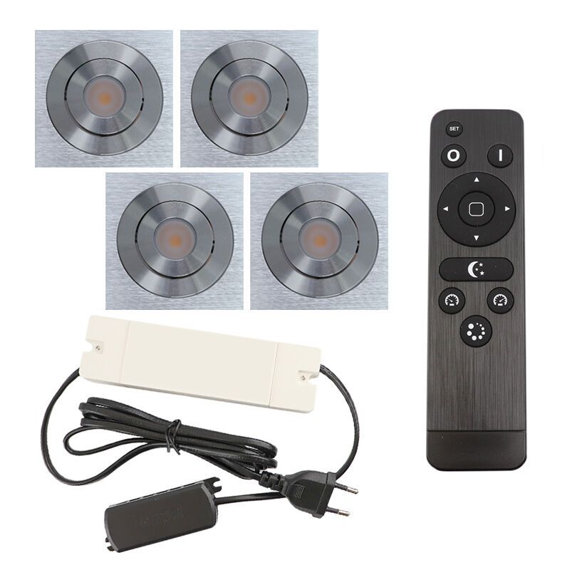 4 schwenkbare Einbaustrahler Terrassenüberdachung Rona eckig, IP44, mit Anschlussset und Fernbedienung, Chrom 4 schwenkbare Einbaustrahler Terrassenüberdachung Rona eckig, IP44, mit Anschlussset und Fernbedienung, Chrom