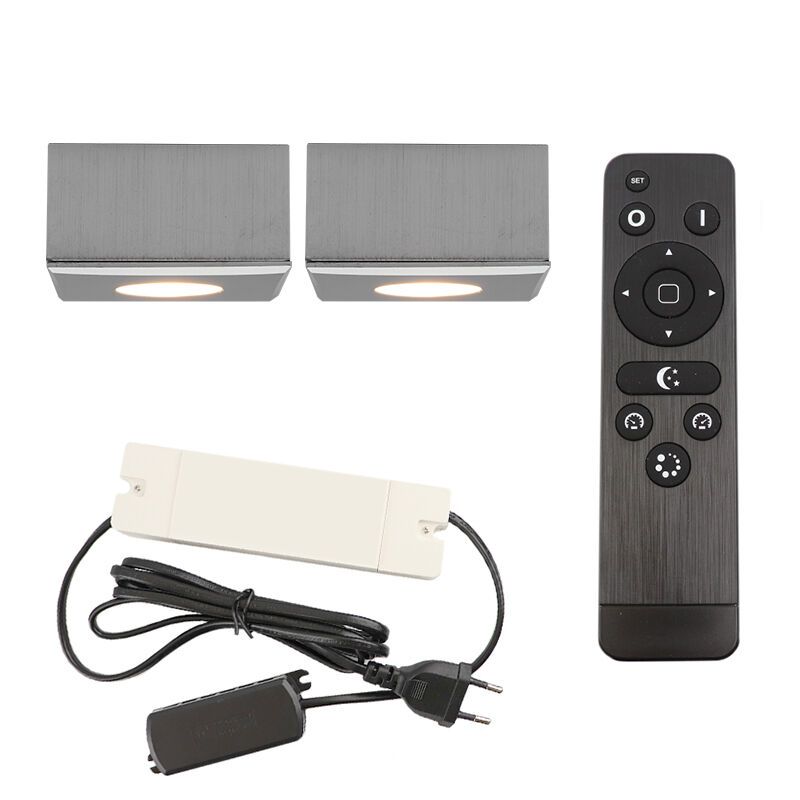 2 eckige chrom Aufbaustrahler Terrassenüberdachung Fredo, IP44, inkl. Anschlussset und Fernbedienung 2 eckige chrom Aufbaustrahler Terrassenüberdachung Fredo, IP44, inkl. Anschlussset und Fernbedienung