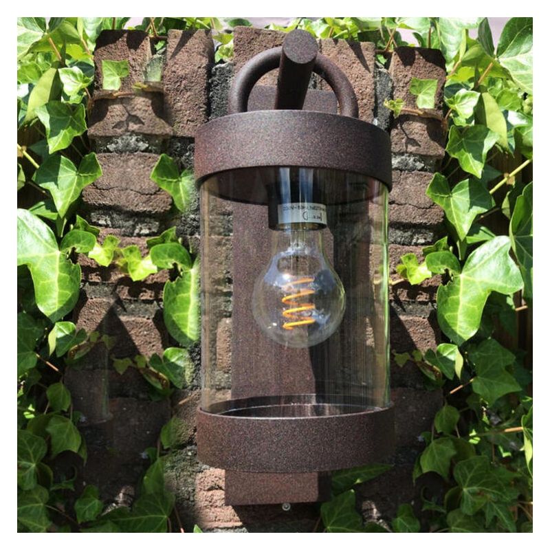 Rostfarbene Außen Wandleuchte mit Dämmerungsmelder Landhaus, Sambesi, IP44