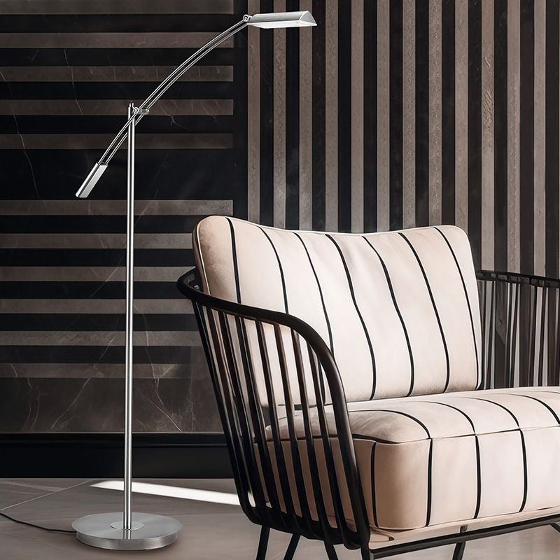 Nickel Stehlampe Modern, Maxence, 12W, 3000K LED, mit Touch-Dimmer