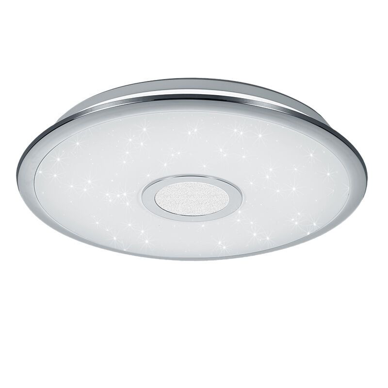 Chrom Deckenlampe Kunststoff, Yailee, 30W, warm- bis kaltweiß einstellbare LED, mit Fernbedienung
